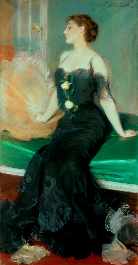 Portret damy w czarnej sukni (obraz), 1906, Teodor Axentowicz