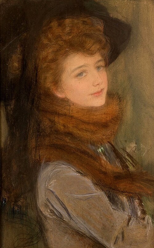 Portret kobiety w kołnierzu z lisa, 1906, Teodor Axentowicz