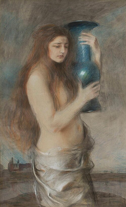 Dziewczyna z niebieskim wazonem (Łzy), 1900, Teodor Axentowicz