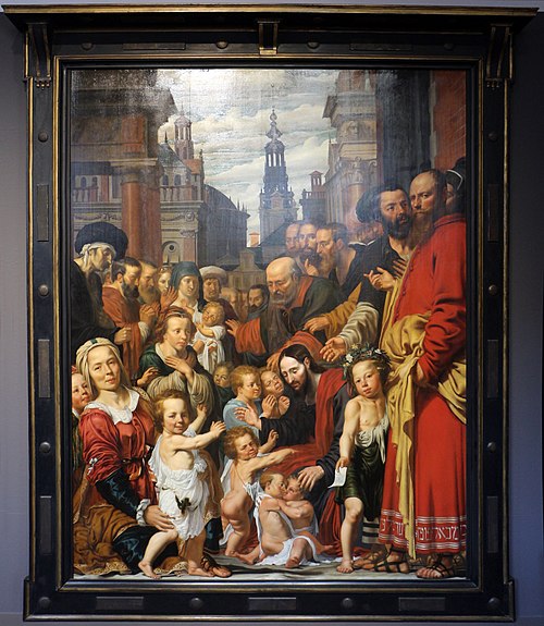 Portrait historié of Michel Poppen and his family, with a self-portrait of the artist, 1620, Werner van den Valckert