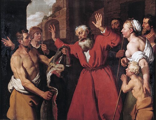 Joseph's blood-stained coat is brought and shown to Jacob (Genesis 37: 32-35), 1630, Lambert Jacobsz
