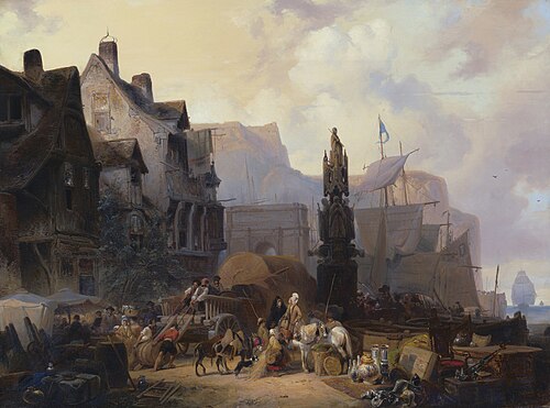 A busy port in Normandy, 1836, Wijnand Nuijen