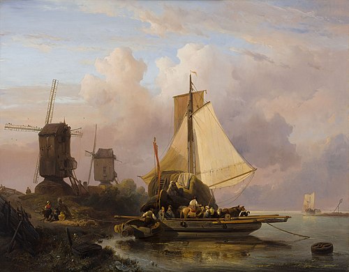 De veerpont, 1838, Wijnand Nuijen