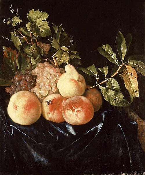 Still-Life of Peaches and Grapes, 1705, Willem Frederiksz van Royen