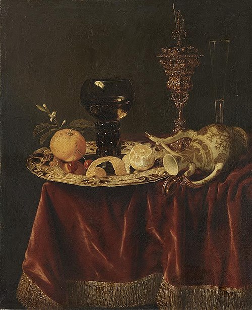Still Life with a Silver Dish and Goblet, 1650, Guilliam Gabron