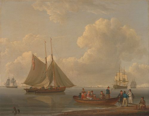 A Wherry Taking Passengers out to Two Anchored Packet, 1825, William Anderson