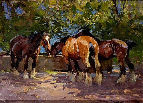 Horses at Water Trough, , William Bradley Lamond
