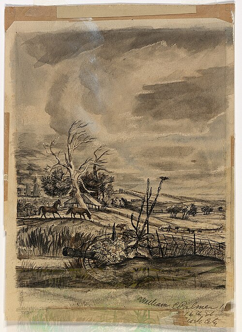 Iowa Landscape (mural study, center panel of triptych for the Monticello, Iowa Post Office), 1940, William C. Palmer