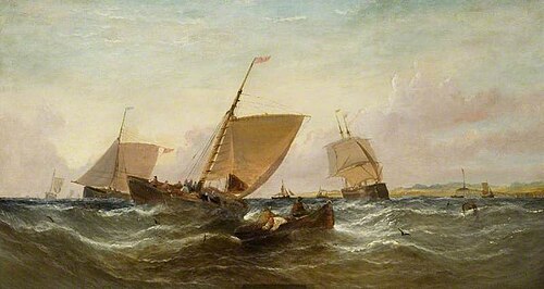 Evening Oyster Boat off Southend Pier, 1867, William Calcott Knell