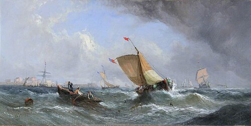 Fishing Boats Hauling Nets near Lowestoft, 1872, William Calcott Knell