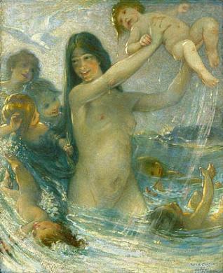 Nymph and Water Babies at Play, 1908, William Closson