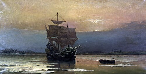 The Mayflower on Her Arrival in Plymouth Harbor, 1882, William Halsall