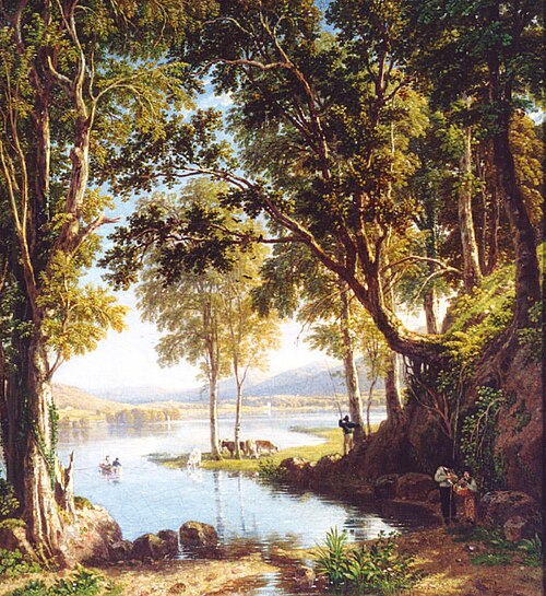 A Wood Scene on the Margin of Keswick Lake (Derwentwater), , William Havell