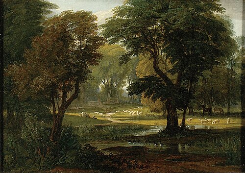 Sheep and Horses grazing under Trees, , William Havell