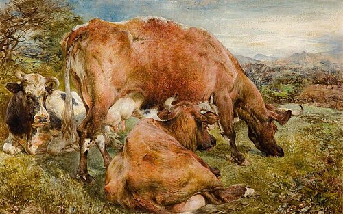 Three Cows in a Field, 1868, William Huggins
