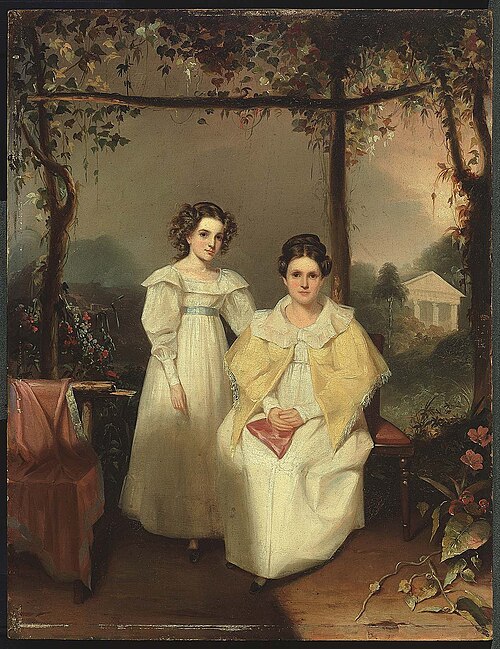 Margaret Oliver Colt and Mary Devereux Colt in the Gardens at "Green Mount," Baltimore, , William James Hubard