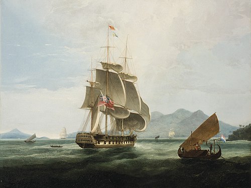 The Hon. Company's ship Sir David Scott, at the entrance of the Straits of Sunda, , William John Huggins