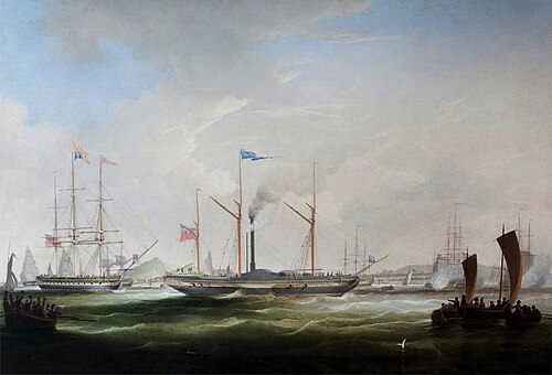 SS 'James Wyatt' Towing the Royal Yacht, 'Royal George' on the Visit of George IV to Edinburgh, Augu, , William John Huggins