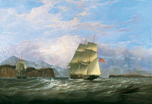 HM Brig 'Barracouta' Surveying the Port and Bay of Mahe in the Seychelles, 1825, William John Huggins