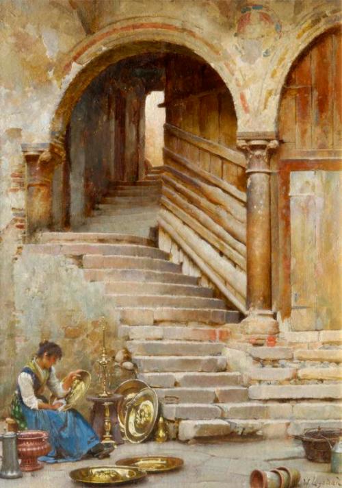 A Courtyard in Verona, , William Logsdail