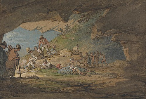 A Cave in Sunlight, with Figures, 1825, William Payne