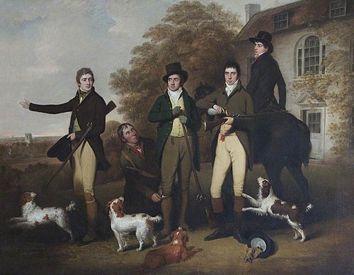 A Shooting Party of Captain William Lukin (1768 - 1833) and his Brothers at Felbrigg Parsonage, 1803, William Redmore Bigg