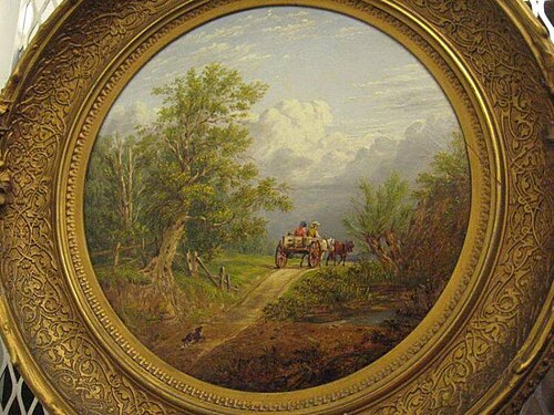 Rural Scene with Two Figures in a Horse Cart, 1884, William Rickarby Miller