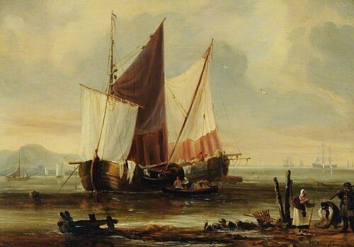 Coast Scene with a Dutch Fishing Craft, 1846, William Shayer