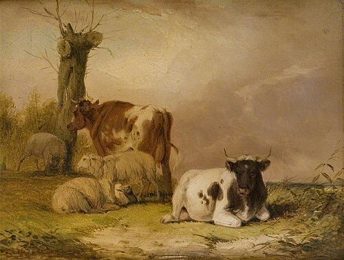 Cows and Sheep (panel 1 of 2), 1847, William Shayer