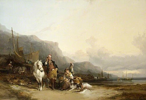 Coast Scene with Fisherfolk, , William Shayer