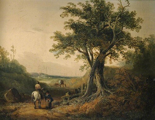 Landscape with Travellers on a Road, , William Shayer
