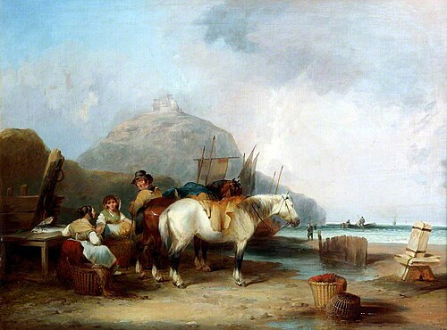 Coast Scene with Figures and Horses, , William Shayer