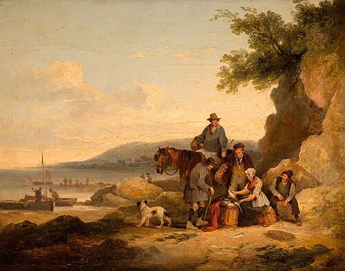 On the Beach at Portishead, , William Shayer