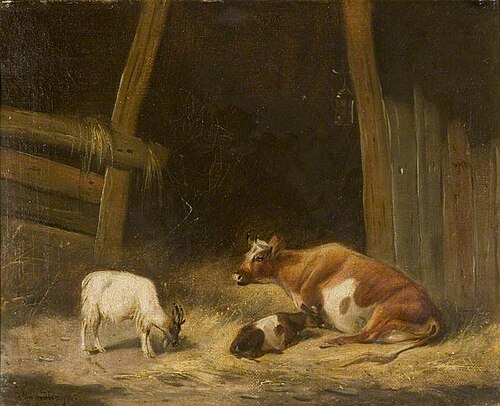 The Cow Byre, , William Shayer
