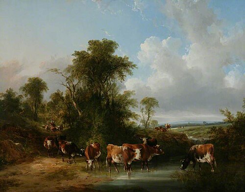 Landscape with Cattle by a Stream, , William Shayer