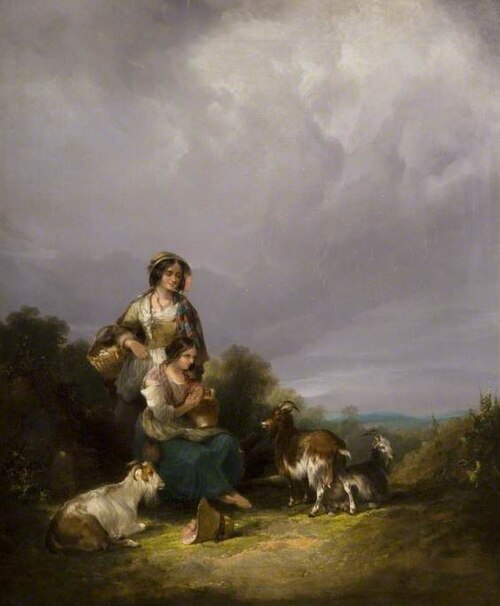 Two Young Women And Goats In A Landscape, 1845, William Shayer