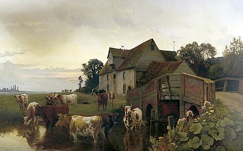 Cattle Watering on the River Stour, 1893, William Sidney Cooper