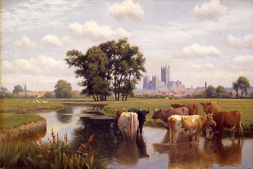 Canterbury Cathedral from the Stour Meadows, Kent, , William Sidney Cooper