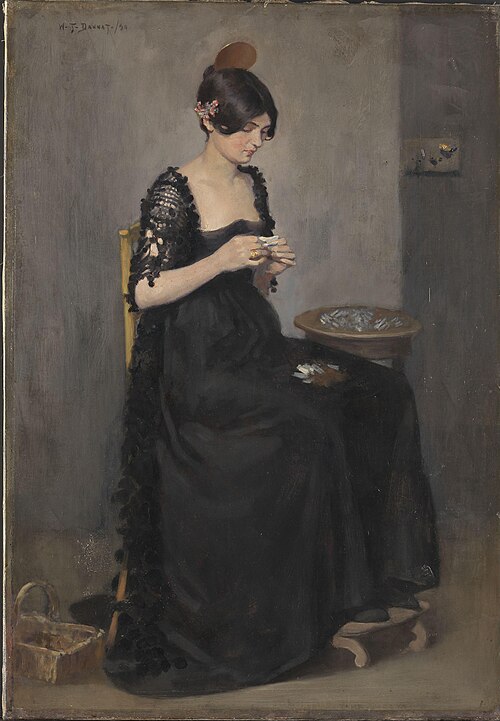 Spanish Girl making Cigarettes, 1890, William Turner Dannat