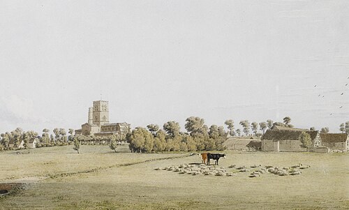 Thame from the meadow, , William Turner of Oxford
