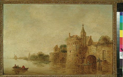 City wall on a river, 1643, Wouter Knijff