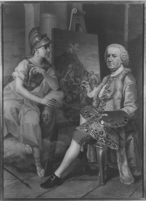 Selbstbildnis vor der Staffelei, 1761, Balthasar Augustin Albrecht