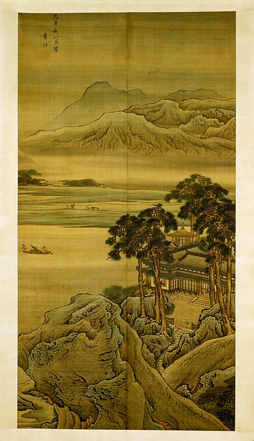 袁江山水楼阁图轴, , Yuan Jiang