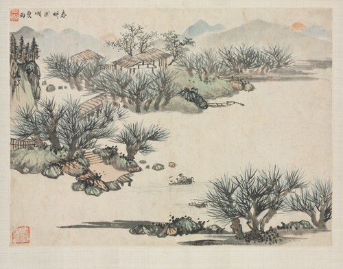 Landscape Album in Various Styles: Spring Plowing, 1684, Zha Shibiao