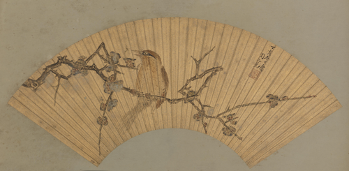 周之冕梅花鸣禽扇面, , Zhou Zhimian