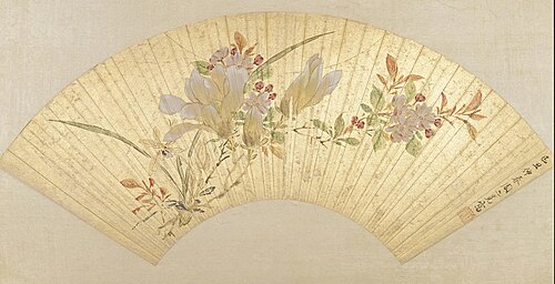周之冕花卉图扇页, , Zhou Zhimian