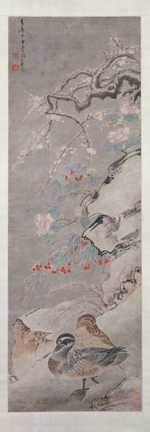周之冕梅茶鸳鸯轴, , Zhou Zhimian