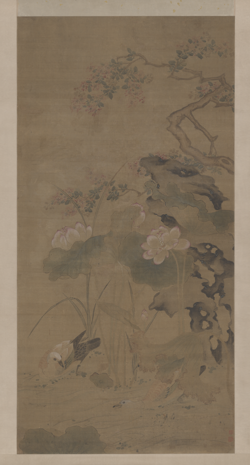 周之冕荷花鸳鸯轴, , Zhou Zhimian
