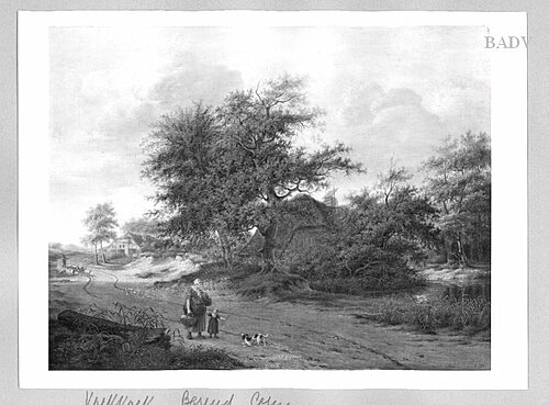 Sreet in a Dutch village with women and child, 1831, Barend Cornelis Koekkoek