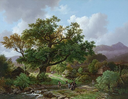 Landschap in het Schwarzwald met kreeftvissers, 1841, Barend Cornelis Koekkoek